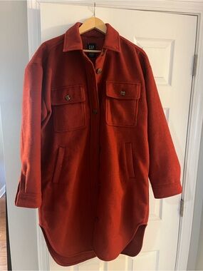 GAP women’s Rust Red Military-Wool Coat/shacket